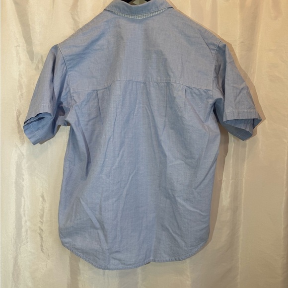 Separate Issue Floral Embroidered Button Down Shirt Size S Blue Gingham Trim - Picture 3 of 7